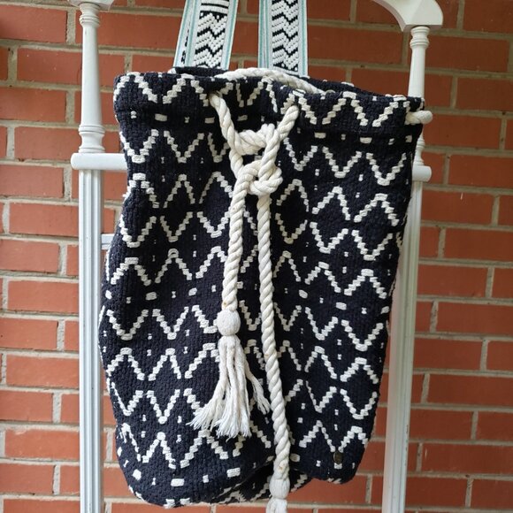 EUC BILLABONG vintage woven cotton black/white colorway backpack bag (OS) main image 12